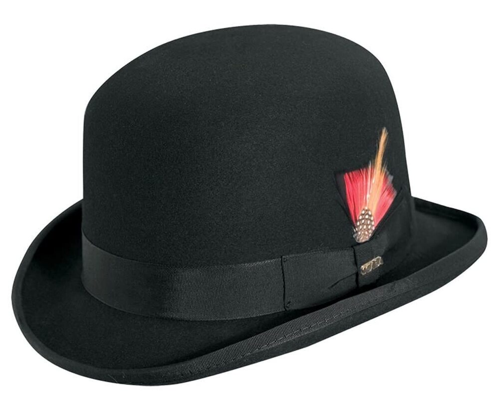 1588 Wool Felt Derby Hat, Black, X-Large